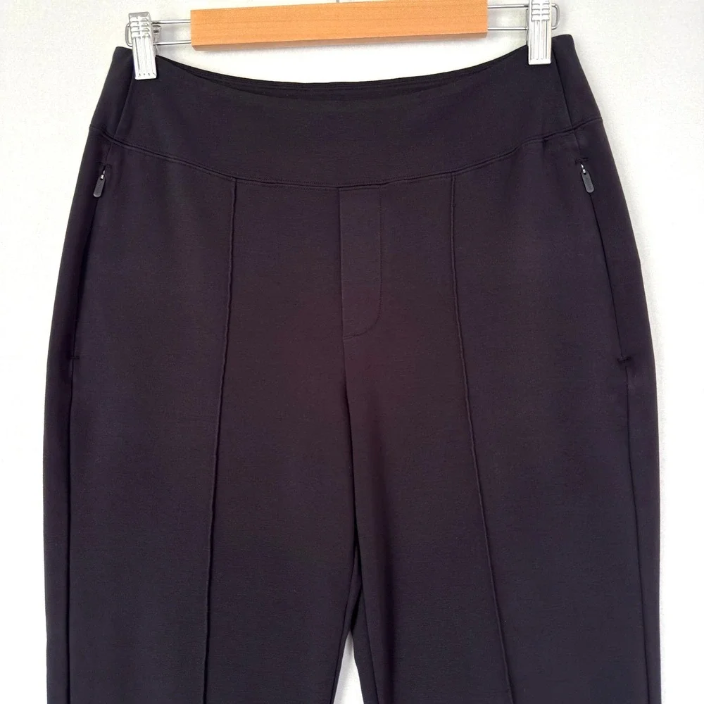 Athleta Eastbound Straight Pants Womens Size 8 Black  Zip Pockets Pull On Office